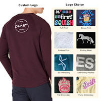T-shirts à boutons pour hommes en vrac vente de gros sérigraphie métal design en coton biologique à manches longues coupe ajustée hauts