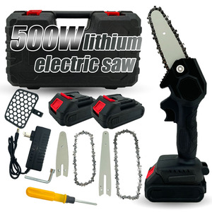 Scie à chaîne portative de haute qualité 4+6 pouces 21V, mini scie à chaîne à batterie au lithium pour le bois - Product Image 3