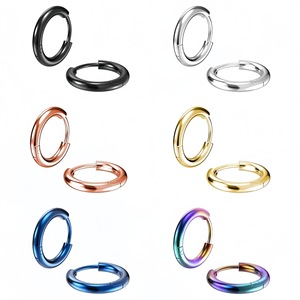 Huggie Earrings 316 Stainless Steel <b>Round</b> 0.8 1.0mm Vacuum Plated Gold Black <b>Posts</b> Fashion Hoop Earings - Product Image 3