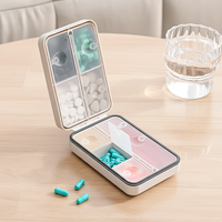 Boîte de rangement pour médicaments portable, pliable, magnétique, anti-rayures, en plastique, avec 8 compartiments