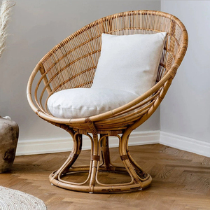 Fauteuil œuf en rotin moderne de luxe, semi-extérieur, fauteuil lounge en rotin tressé avec coussin pour jardin, patio, hôtel, balcon, mobilier - Product Image 2