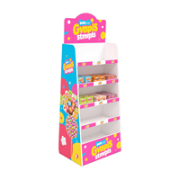 Présentoir portable moderne personnalisé en carton ondulé pour snacks, noix, pain, bonbons, chocolat, chips