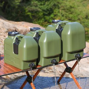 Jerrican d'eau pliable, lot de 3, volume : 20 l, robinet, neutre au goût, sans BPA, transparent