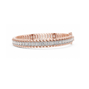 Pulsera de eslabones con diamantes talla esmeralda East West, con diamantes cultivados en laboratorio en oro amarillo, estilo correa de reloj, pieza llamativa y pesada. - Product Image 6