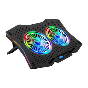 Refroidisseur de support pour ordinateur portable en gros d'usine avec 7 modes RVB + 6 niveaux de vitesse du ventilateur + LCD convient au refroidisseur d'ordinateur portable 10-18 - Product Image 1