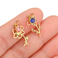 Romantique 12 mois fleur pierre de naissance breloques en acier inoxydable Iris Rose Snowdrop pendentifs pour la fabrication de bijoux résultats accessoires