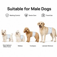 OEM Couches jetables imprimées pour chiens mâles, type bandage ventral, douces, respirantes, en film PE et non-tissé, anti-fuites, ajustables pour le voyage