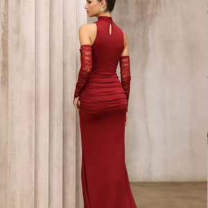 Abito <span class=keywords><strong>da</strong></span> <span class=keywords><strong>sera</strong></span> lungo elegante e sexy <span class=keywords><strong>da</strong></span> donna D&M Custom Luxury Fashion, modello a <span class=keywords><strong>tubino</strong></span> con fiocco sul collo, ideale per compleanni, matrimoni, feste e serate di gala. - Product Image 2