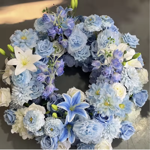 Ghirlanda di Rose Artificiali Bianche Portacandele Decorazione Centrotavola Floreale per Candelieri Centrotavola per Matrimoni - Product Image 3