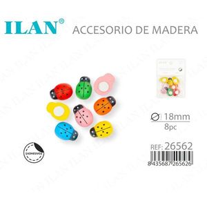 Accessorio in Legno a Forma di Scarabeo ILAN, Adesivo 18mm, Confezione da 8 Pezzi - Product Image 3