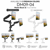 Support de bureau à double bras pour moniteur avec vérin à gaz, colonne centrale de 410 mm, support entièrement articulé pour deux écrans de 13 à 32 pouces DM09-04