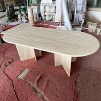 KUMUSI FURNITURE Table basse en marbre travertin de haute qualité au design de luxe Table basse en travertin personnalisée Table console en travertin