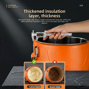 Lot de 5 chauffe-plats isothermes en acier inoxydable <span class=keywords><strong>orange</strong></span>, grande capacité, ensemble de marmites chaudes, boîte isotherme pour aliments - Product Image 2