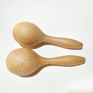 Maracas en bois de hêtre naturel brut, instrument de percussion Orff pour enfants, jouet musical sensoriel précoce - Product Image 2