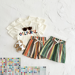 Setelan Olahraga Kasual Bordir Alfabet untuk Balita Laki-laki Pakaian Musim Panas dengan Atasan Lengan Pendek dan Celana - Product Image 1