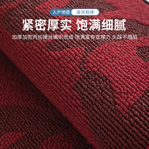 พรมเช็ดเท้าสีแดงสไตล์จีน รูปทรงสี่เหลี่ยมผืนผ้า ทำจากเส้นใยโพลีเอสเตอร์ กันลื่น ใช้สำหรับทางเข้าบ้าน ลายเรขาคณิตนามธรรม - Product Image 2