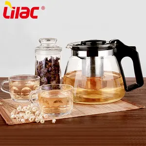 Lilac BSCI SGS LFGB 900ml 1100ml 1500ml factory sale stainless steel infuser elegant induction electric turkish glass tea pot