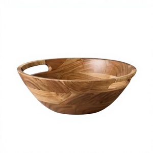 Bol à fruits écologique avec poignées, passe au lave-vaisselle, bol à salade de haute qualité, décoration de table, bols en bois personnalisables à vendre - Product Image 1