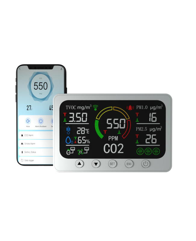 Приложение Tuya Wi-Fi RS485 для помещения 7 в 1 монитор качества воздуха Co2 TVOC PM2.5 PM1.0 etector газоанализатор Co2 контроллер счетчик частиц