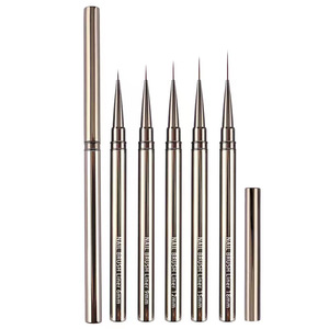 5pcs Japanese Nail Art Liner Brush <b>Set</b> Ultra Fine Oval Metal Handle <b>Crimped</b> Nylon Brushes for Gel Painting - Product Image 5