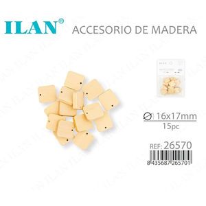 Accesorio Cuadrado de Madera ILAN de 16x17mm, 15 Piezas para Manualidades - Product Image 3