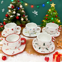 Tasse à café et soucoupe en céramique de Noël avec décoration sous glaçure, tasse à lait domestique pour le petit-déjeuner, tasse à thé de l'après-midi, cadeau de Noël
