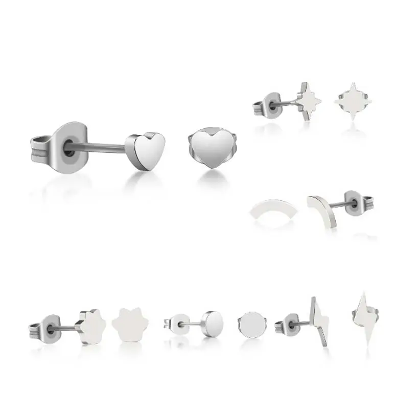 TrueGold Hypoallergenic Geometric for Sensitive Ears G23 Pure Titanium Earrings Studs for Women Men