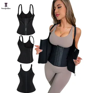 Taglie forti XS a XXXL Faja Colombianas cinturino corsetto donna snellente gilet in lattice liscio gancio e cerniera in vita Trainer con 9 Robs