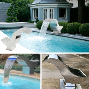 Cascade de <span class=keywords><strong>piscine</strong></span> hors sol en acier inoxydable 304, résistante à la rouille, buses de cascade, décoration de la maison, cascades - Product Image 2