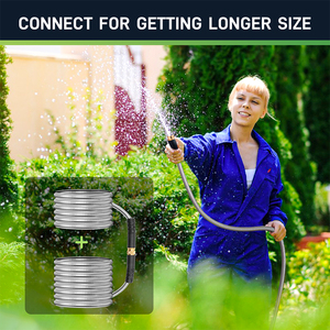 Tuyau de jardin de 50 pieds, tuyau d'eau en métal et acier inoxydable avec 10 fonctions flexible, léger, sans pli, résistant aux animaux domestiques, - Product Image 2