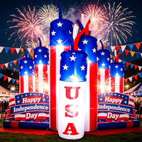 Vente en gros d'usine aux États-Unis Décoration de jardin extérieure gonflable patriotique sur le thème des pétards pour la fête de l'Indépendance avec lumières LED