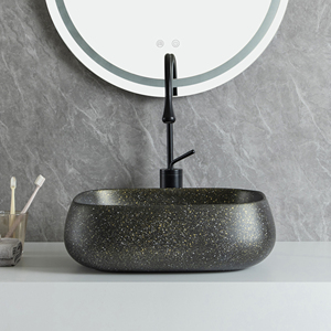 Usine OEM ODM, lavabo de salle de bain de petite taille, en marbre <span class=keywords><strong>noir</strong></span> Marquina, à poser sur le comptoir - Product Image 3