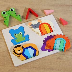 Montessori Materials Educational Learning Fun Toys Fruit Animal Wooden Peg <b>Puzzle</b> for Boys Girls - Product Image 3