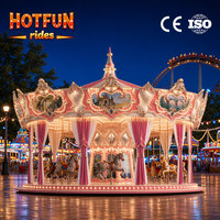 Manège professionnel Hotfun pour fêtes foraines et parcs d'attractions, capacité 16/24/36 places, avec grands chevaux, à vendre