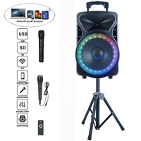 Sistema de Karaoke Activo de 1200W y 15 Pulgadas con Iluminación LED, Soporte para Micrófono, Batería Integrada, ECHO, Sistema de Sonido Portátil para DJ, para Uso con Computadora