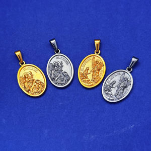 Pendentif Saint <span class=keywords><strong>Gabriel</strong></span> plaqué or, médaille en acier inoxydable Saint Raphaël Archange, pièce de monnaie, priez pour nous, bijoux religieux pour femmes et hommes - Product Image 3