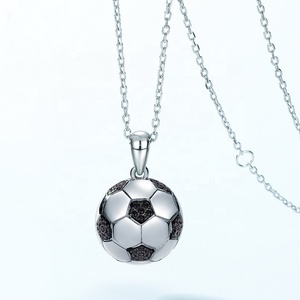 Collar con Colgante de Balón de Fútbol de Plata de Ley 925, Estilo Hip Hop, Nano Balón de Fútbol Negro, para Hombre y Mujer - Product Image 4