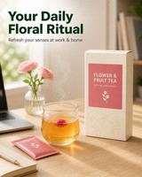 Thé aux fleurs et aux fruits, poire séchée, pomme, chrysanthème, rose, hibiscus, thé aux fruits naturellement sucré, relaxant, 125 sachets de thé
