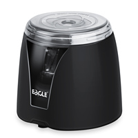 Taille-crayon électrique en plastique Eagle, noir, papeterie, alimenté par piles avec interrupteur de sécurité pour usage domestique