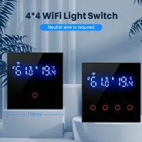 Interrupteur mural intelligent à commande tactile avec écran LED et fonction minuterie pour système d'éclairage de salon, cuisine, bureau