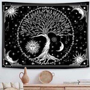 Superventas Árbol de la vida impresión Digital negro <span class=keywords><strong>blanco</strong></span> <span class=keywords><strong>tapiz</strong></span> colgante de <span class=keywords><strong>pared</strong></span> <span class=keywords><strong>para</strong></span> la decoración de la <span class=keywords><strong>pared</strong></span> del hogar - Product Image 4