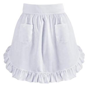 Grembiuli Bianchi Beckon da Donna con Tasche, Grembiule da Cucina per Cameriera, Grembiule Vintage con Balze, Costume Carino - Product Image 1