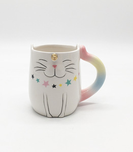 Taza de gato de cerámica con forma de sonrisa de la suerte, vaso de café de oro blanco y menta, para bebidas y cara de gato <span class=keywords><strong>Simon</strong></span> - Product Image 5