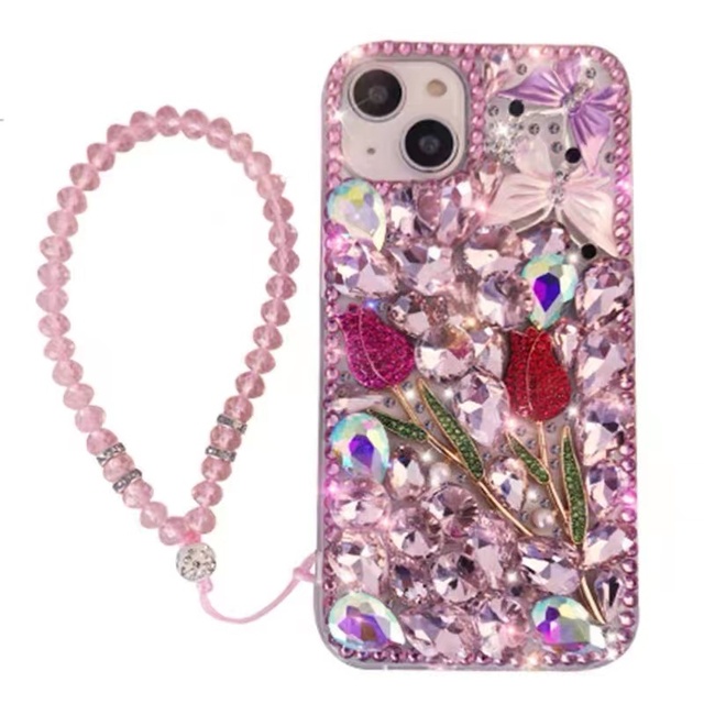 Luxury Bling Diamond Back Rhinestones Phone Case for IPhone 13 14 Pro Max Cover