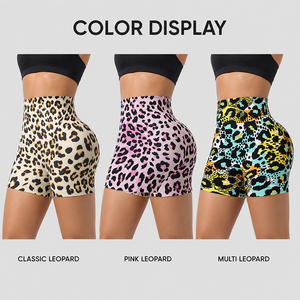 Shorts Deportivos para Mujer, Estampado de Leopardo, Cintura Alta, Levanta Glúteos, Suaves, Transpirables, Elásticos, para Yoga, Gimnasio, Fitness y Running - Product Image 4