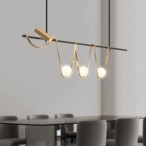 Luminaire LED d'art créatif nordique, luminaire suspendu minimaliste tendance pour restaurant, hall, bar et salon, design de ligne de luxe - Product Image 5