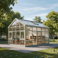 DEMEA Cadre en aluminium moderne Sunroom Enclosure Fenêtres en verre pour l'extérieur Living Deck Conservatory Solarium Sunroom Hotel