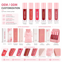 Baume à lèvres mat velours 18 teintes, waterproof, teinte pour lèvres et joues longue tenue 6ml, logo personnalisé OEM