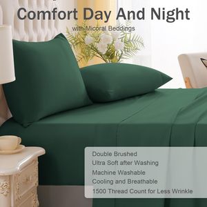 100% Polyester Microfiber Solid Color Brushed <b>Sheet</b> Set Home and Hotel Bedsheets with <b>Fitted</b> & <b>Flat</b> <b>Sheets</b> - Product Image 4