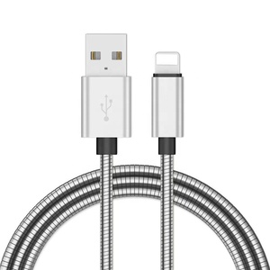 Durable Stainless Steel Metal Spring Braided High Speed Charging USB Data Sync Cable For <span class=keywords><strong>iPhone</strong></span> - Product Image 1